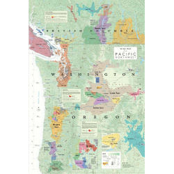 POSTER WINE MAP PACIFC NORTH WEST (anglais)