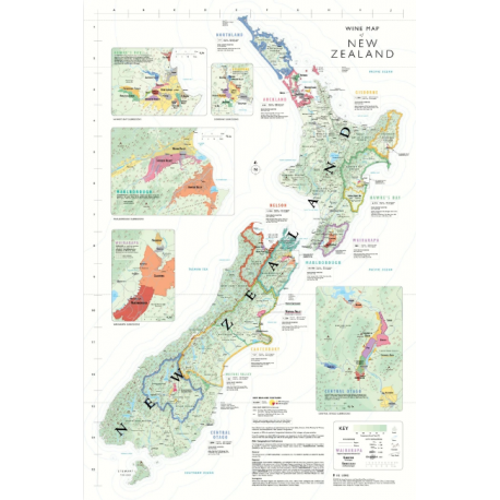 POSTER WINE MAP NEW ZEALAND (anglais)